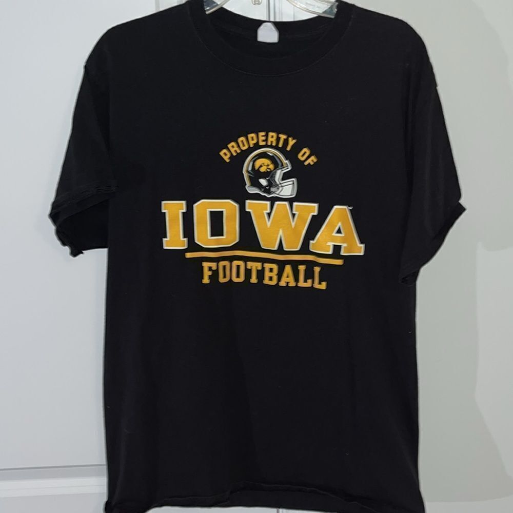 Men’s VTG Iowa Hawkeyes Helmet Football Double sided print black T team shirt L